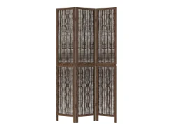 Tabique divisorio de 3 paneles en marrón oscuro fabricado en paulownia maciza Marru00f3n Clearance