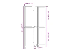 Tabique divisorio de 3 paneles en marrón oscuro fabricado en paulownia maciza Marru00f3n Clearance