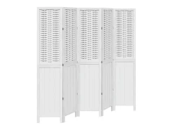 New Tabique divisorio de 5 paneles en madera maciza de paulownia blanca Blanco