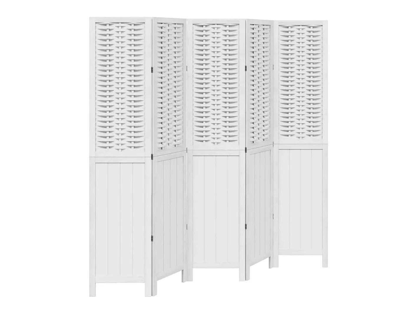 New Tabique divisorio de 5 paneles en madera maciza de paulownia blanca Blanco