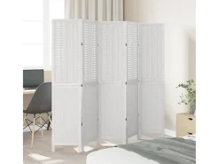 New Tabique divisorio de 5 paneles en madera maciza de paulownia blanca Blanco