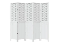 New Tabique divisorio de 5 paneles en madera maciza de paulownia blanca Blanco