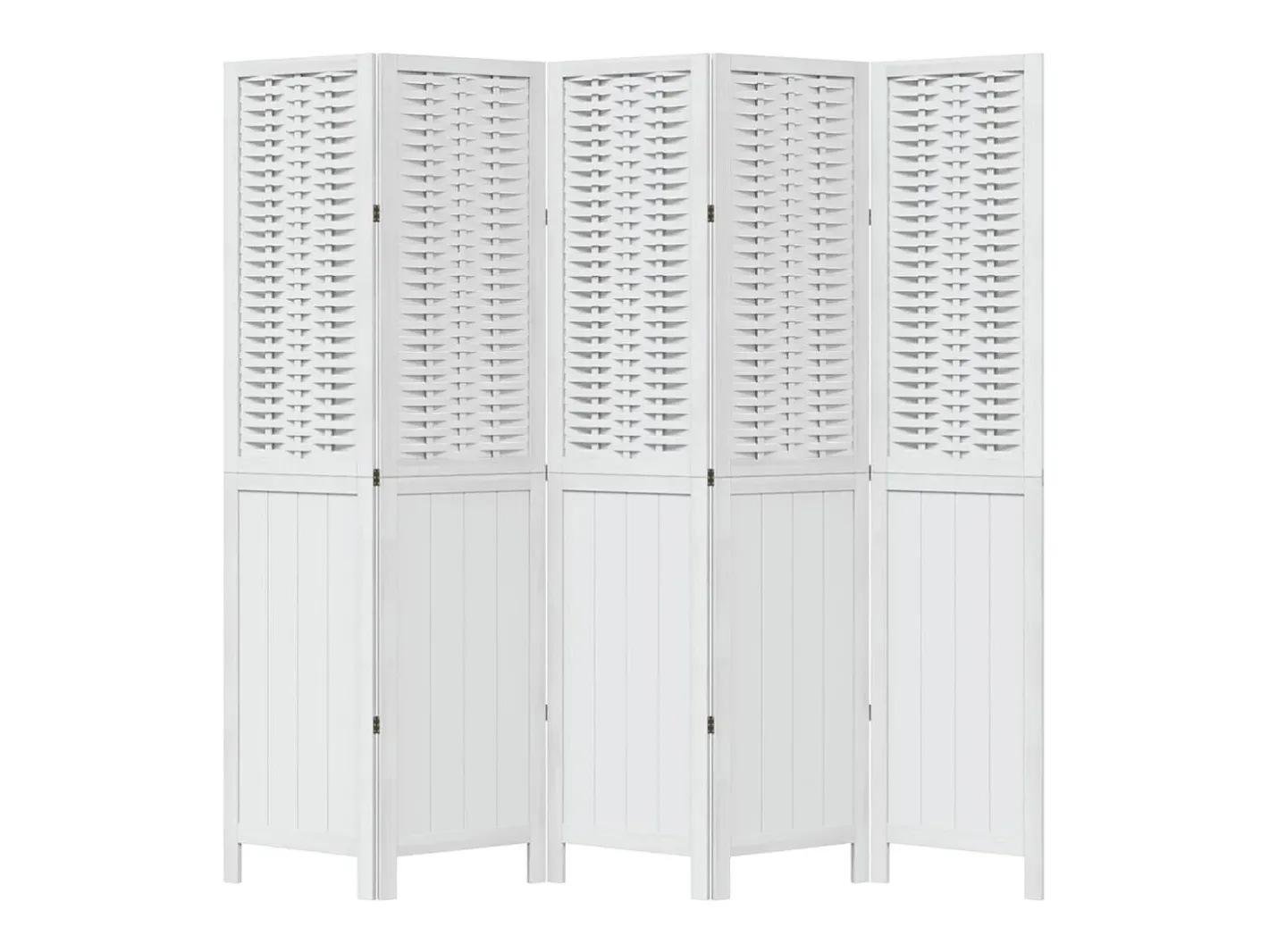 New Tabique divisorio de 5 paneles en madera maciza de paulownia blanca Blanco