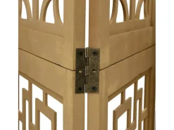 Biombo-Tabique divisorio de 5 paneles en madera maciza de paulownia marrón Marru00f3n