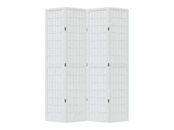 Tabique divisorio de 4 paneles en madera maciza de paulownia blanca Blanco New