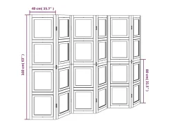 Tabique divisorio de 6 paneles en madera maciza de paulownia blanca Blanco Clearance