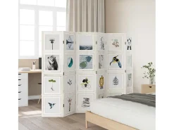 Tabique divisorio de 6 paneles en madera maciza de paulownia blanca Blanco Clearance