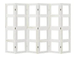 Tabique divisorio de 6 paneles en madera maciza de paulownia blanca Blanco Clearance