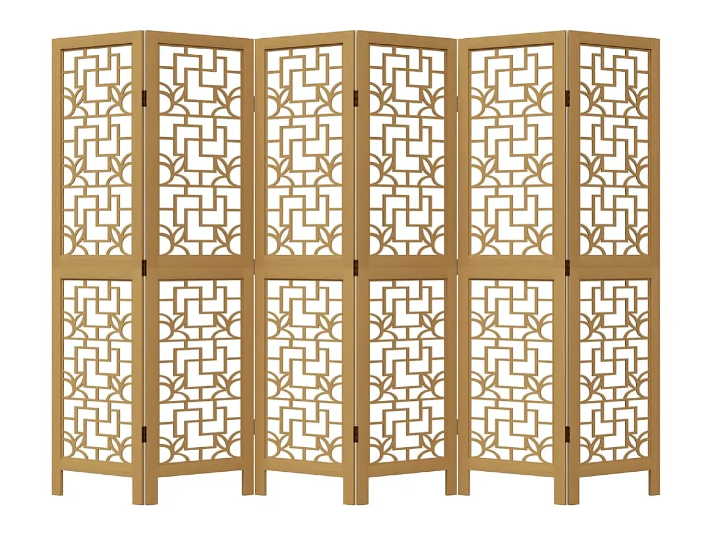 Tabique divisorio de 6 paneles en madera maciza de paulownia marrón Marru00f3n Outlet