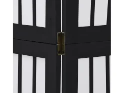 Biombo-Tabique divisorio de 6 paneles en madera maciza de paulownia negra Negro