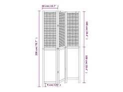 Tabique divisorio de 3 paneles en madera maciza de paulownia blanca Blanco Sale