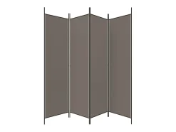 Biombo-Tabique divisorio de 4 paneles Antracita 200x200 cm Tejido Gris