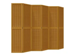 Biombo-Tabique divisorio de 6 paneles en madera maciza de paulownia marrón Marru00f3n
