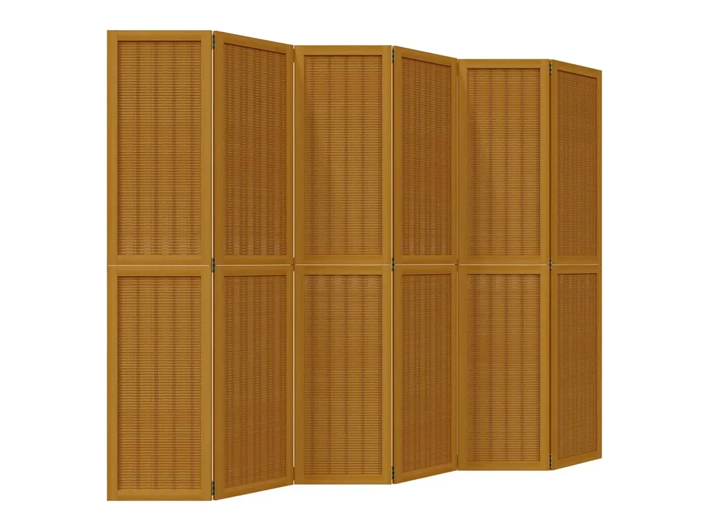 Biombo-Tabique divisorio de 6 paneles en madera maciza de paulownia marrón Marru00f3n