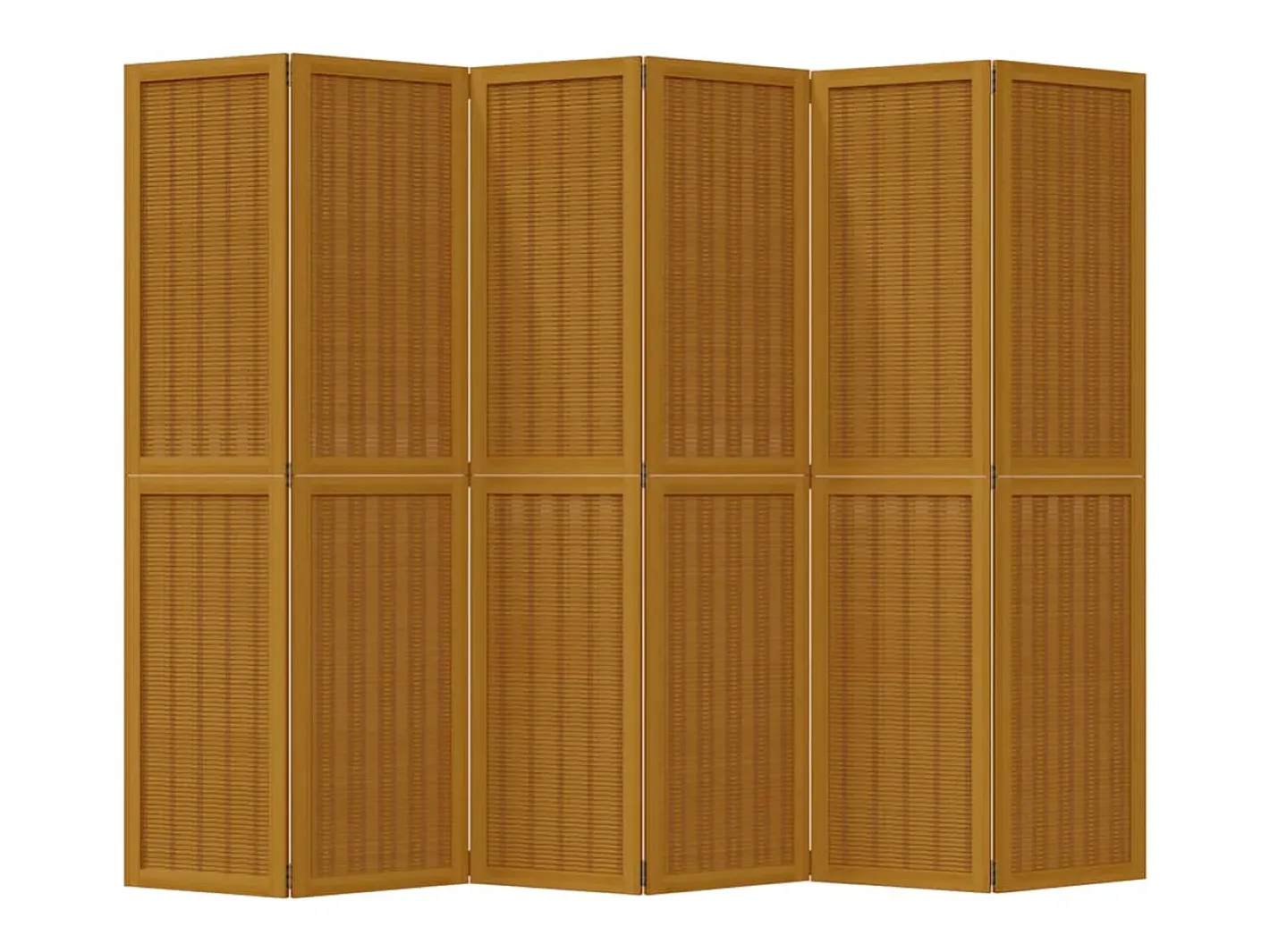 Biombo-Tabique divisorio de 6 paneles en madera maciza de paulownia marrón Marru00f3n
