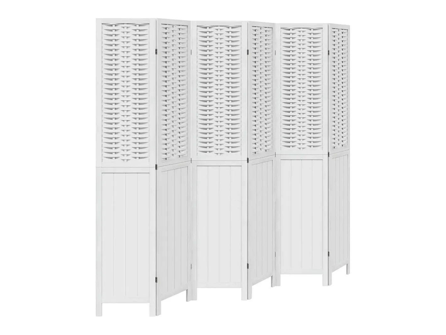 Tabique divisorio de 6 paneles en madera maciza de paulownia blanca Blanco