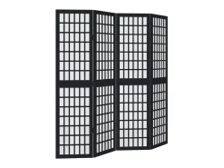 Biombo-Tabique divisorio de 4 paneles en madera maciza de paulownia negra Negro