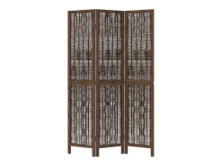 Tabique divisorio de 3 paneles en marrón oscuro fabricado en paulownia maciza Marru00f3n Clearance