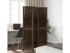 Tabique divisorio de 3 paneles en marrón oscuro fabricado en paulownia maciza Marru00f3n Clearance