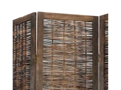 Tabique divisorio de 3 paneles en marrón oscuro fabricado en paulownia maciza Marru00f3n Clearance