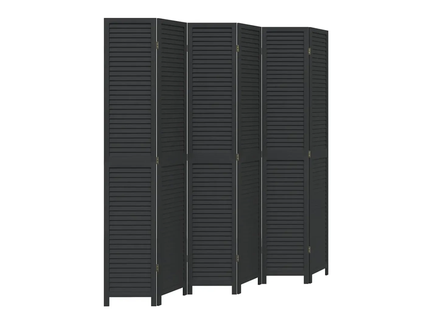 Tabique divisorio de 6 paneles en madera maciza de paulownia negra Negro Outlet