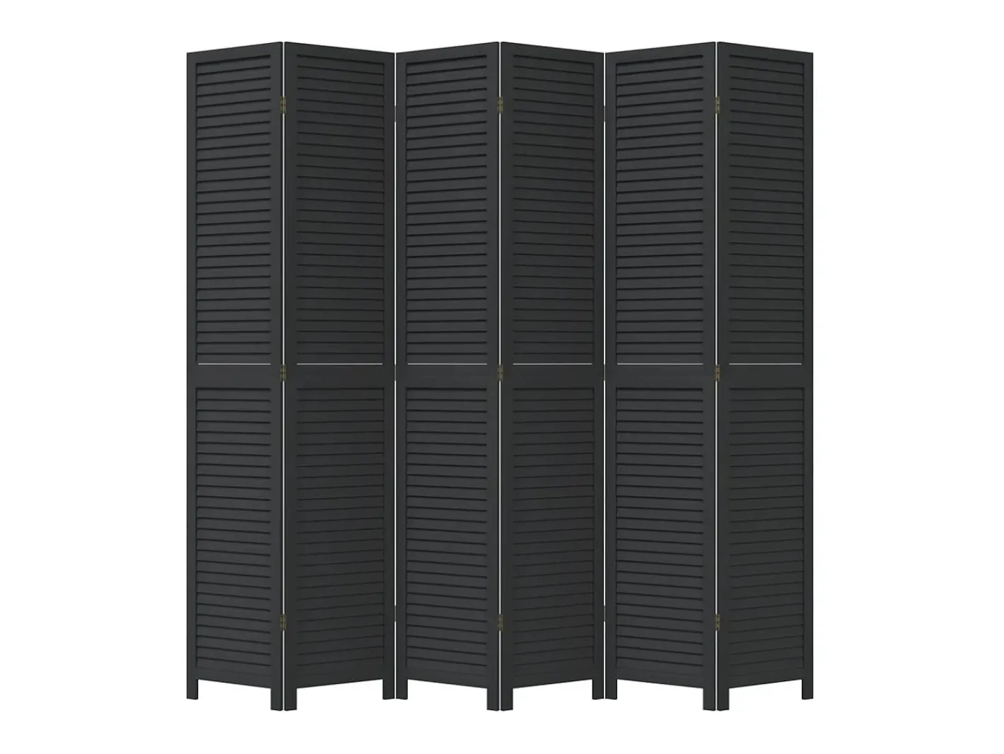 Tabique divisorio de 6 paneles en madera maciza de paulownia negra Negro Outlet
