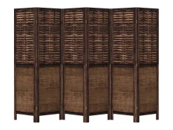 Tabique divisorio de 6 paneles en color marrón oscuro fabricado en paulownia maciza Marru00f3n Clearance