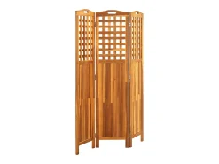 Biombo-Tabique divisorio de 3 paneles 121x2x170 cm Madera de acacia Marru00f3n