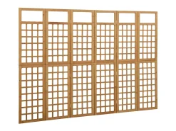 Online Tabique divisorio de 6 paneles/celosía de madera maciza de abeto Marru00f3n