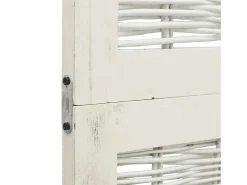 Biombo-Tabique divisorio de 3 paneles en madera maciza de paulownia blanca Blanco