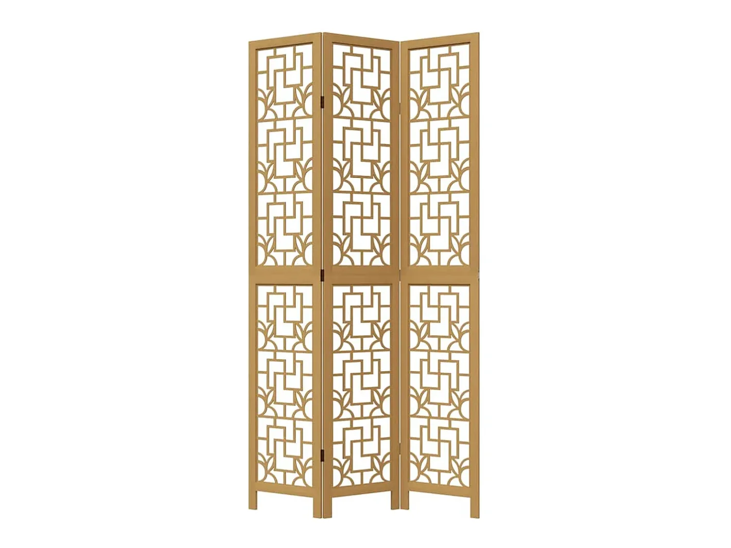 Tabique divisorio de 3 paneles en madera maciza de paulownia marrón Marru00f3n Outlet