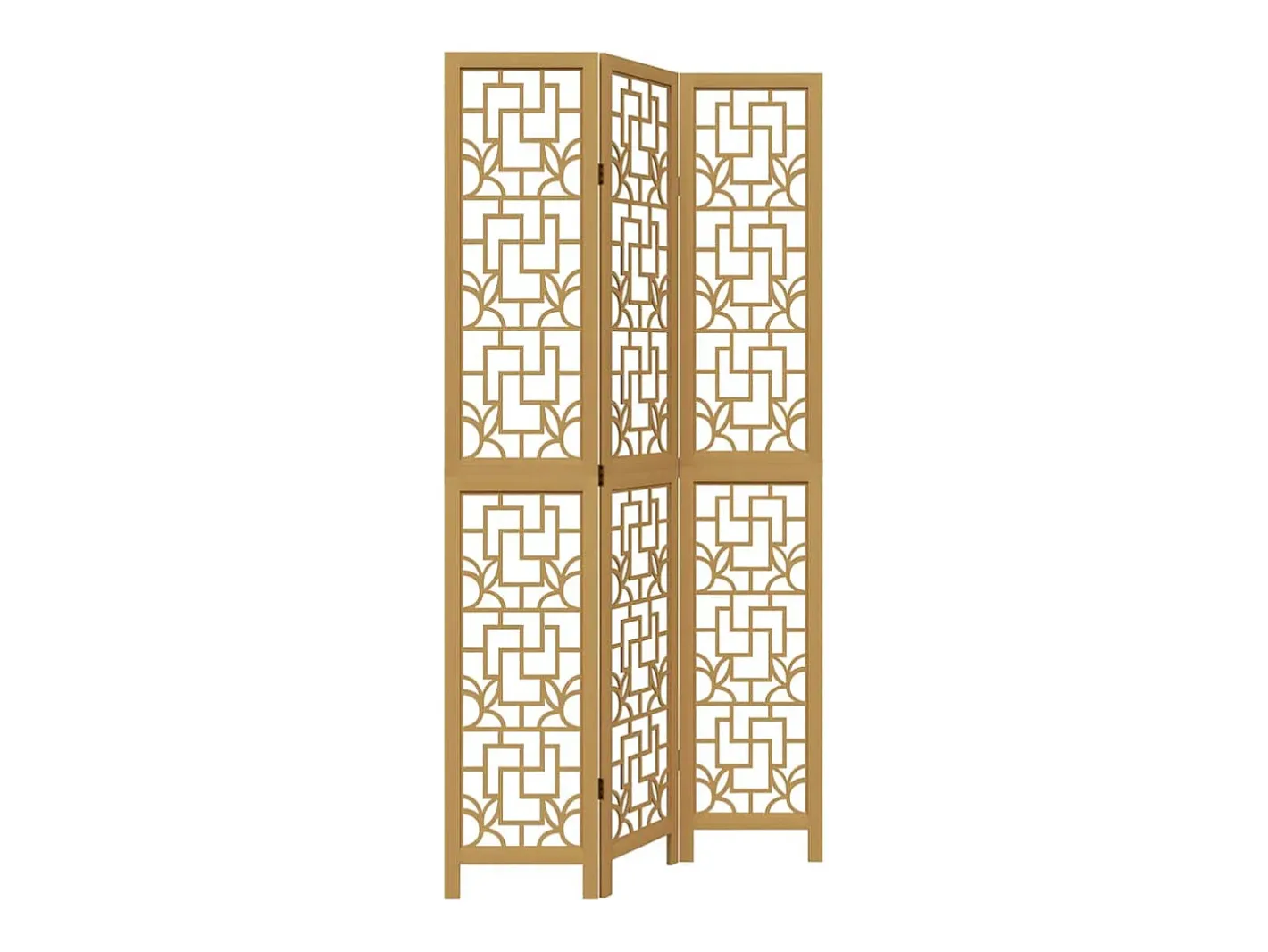 Tabique divisorio de 3 paneles en madera maciza de paulownia marrón Marru00f3n Outlet