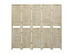 Tabique divisorio de 5 paneles 175x165 cm madera de paulownia Marru00f3n Clearance