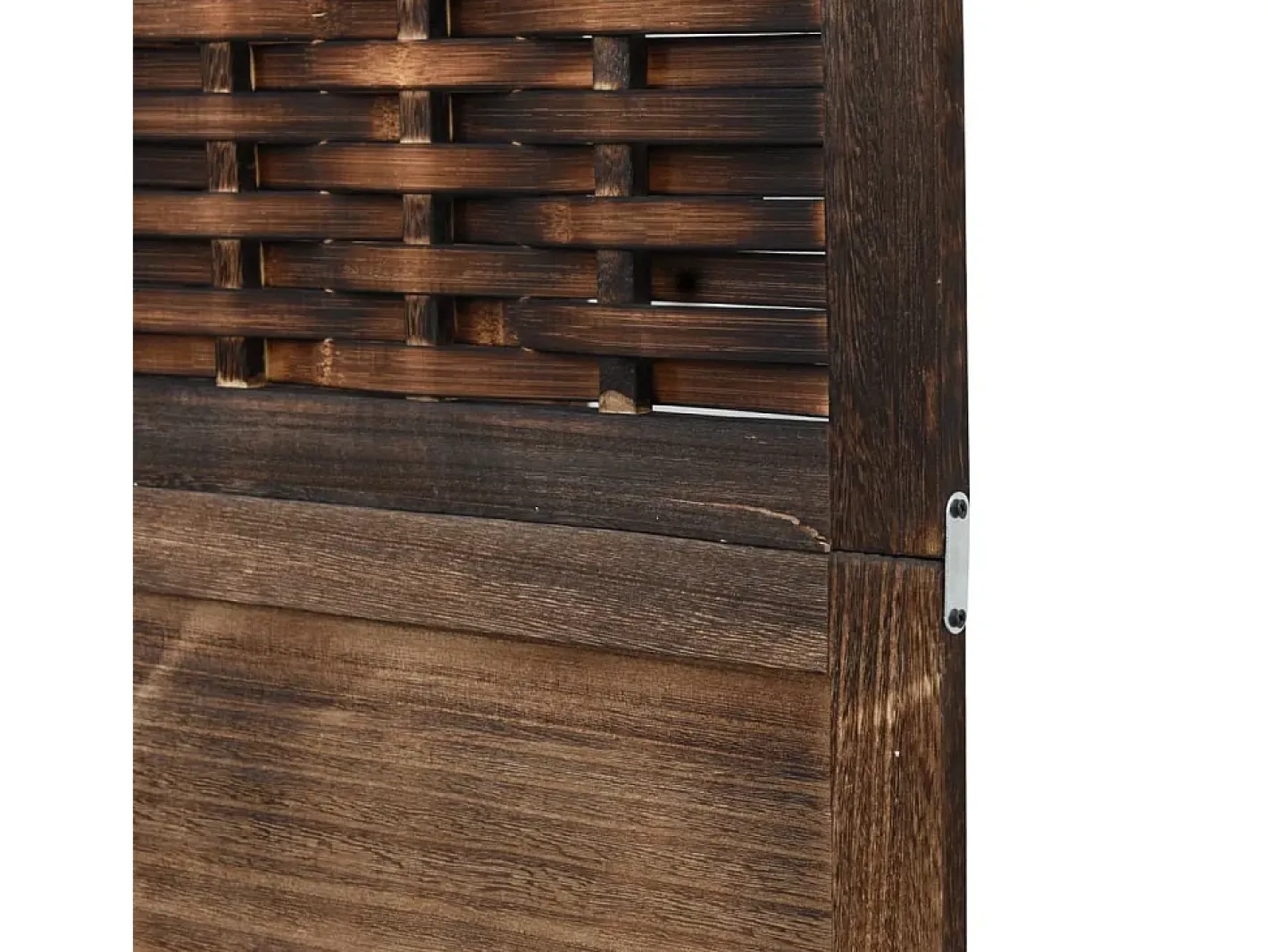 Tabique divisorio de 4 paneles de paulownia maciza en color marrón oscuro Marru00f3n Discount