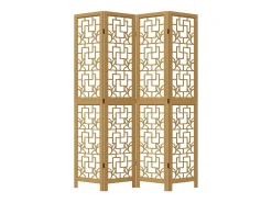 Outlet Tabique divisorio de 4 paneles en madera maciza de paulownia marrón Marru00f3n
