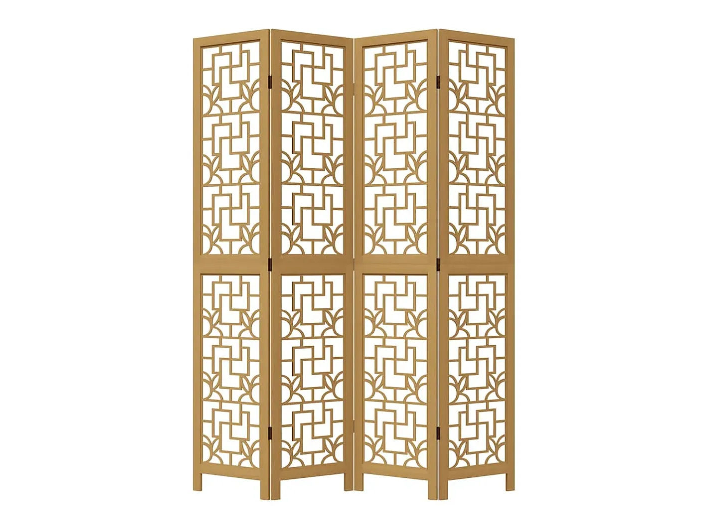 Outlet Tabique divisorio de 4 paneles en madera maciza de paulownia marrón Marru00f3n