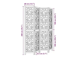 Outlet Tabique divisorio de 4 paneles en madera maciza de paulownia marrón Marru00f3n