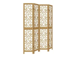 Outlet Tabique divisorio de 4 paneles en madera maciza de paulownia marrón Marru00f3n