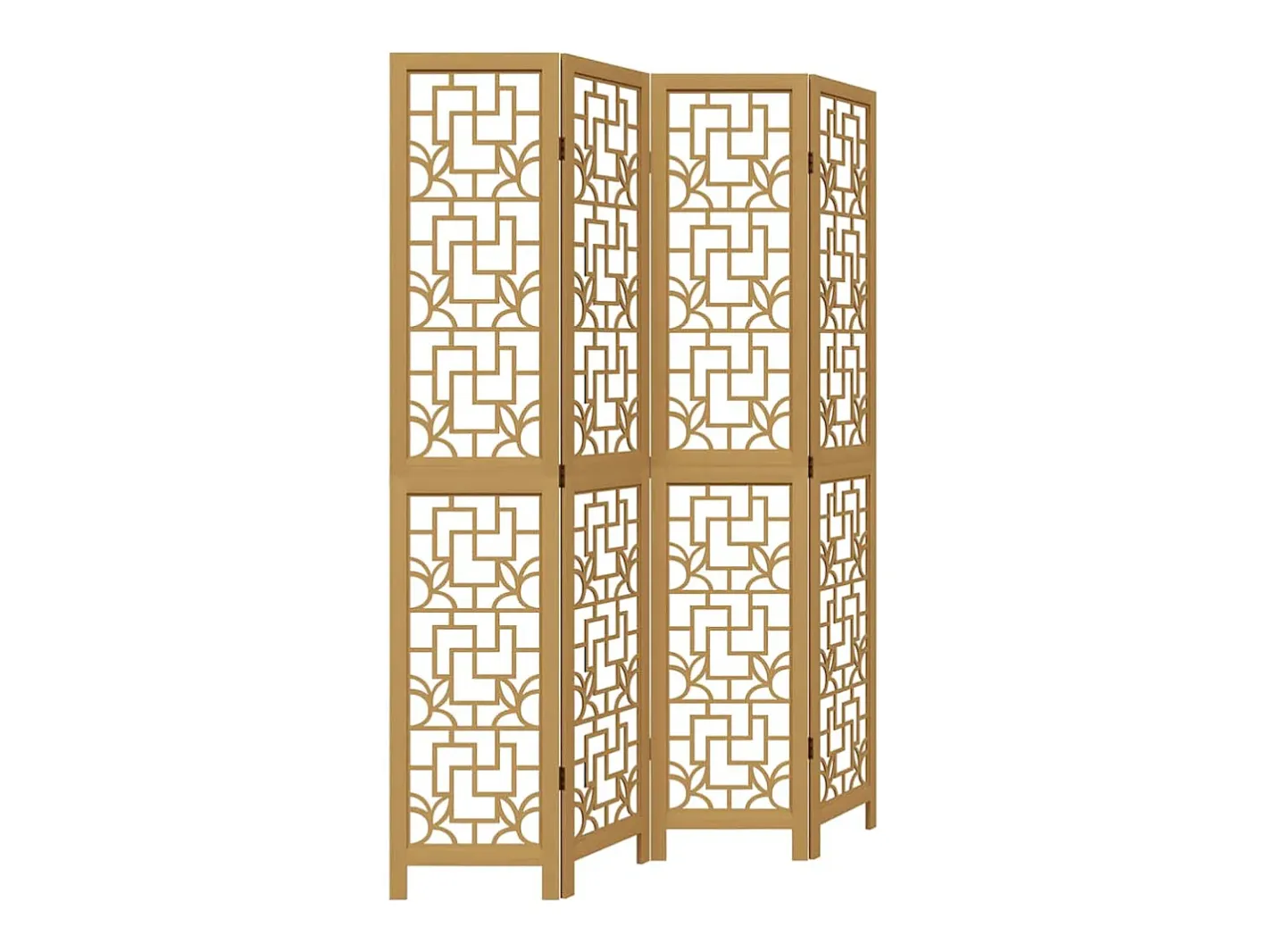 Outlet Tabique divisorio de 4 paneles en madera maciza de paulownia marrón Marru00f3n