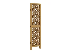 Biombo-Tabique divisorio de 5 paneles en madera maciza de paulownia marrón Marru00f3n