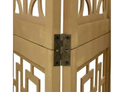 Biombo-Tabique divisorio de 5 paneles en madera maciza de paulownia marrón Marru00f3n