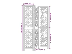Tabique divisorio de 3 paneles en madera maciza de paulownia marrón Marru00f3n Outlet