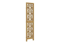 Tabique divisorio de 3 paneles en madera maciza de paulownia marrón Marru00f3n Outlet