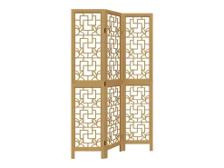 Tabique divisorio de 3 paneles en madera maciza de paulownia marrón Marru00f3n Outlet