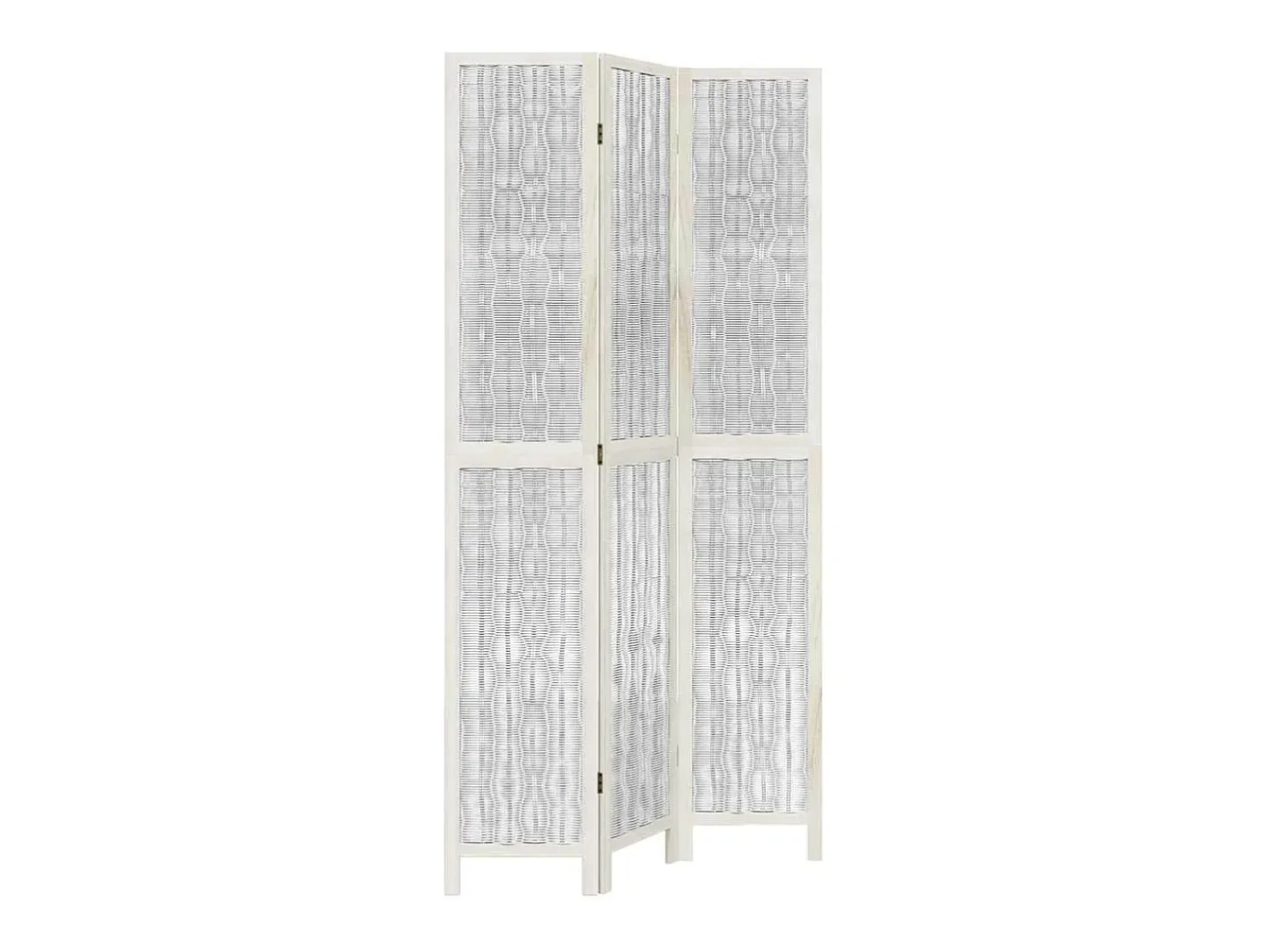 Discount Tabique divisorio de 3 paneles en madera maciza de paulownia blanca Blanco
