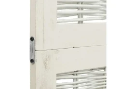 Discount Tabique divisorio de 3 paneles en madera maciza de paulownia blanca Blanco