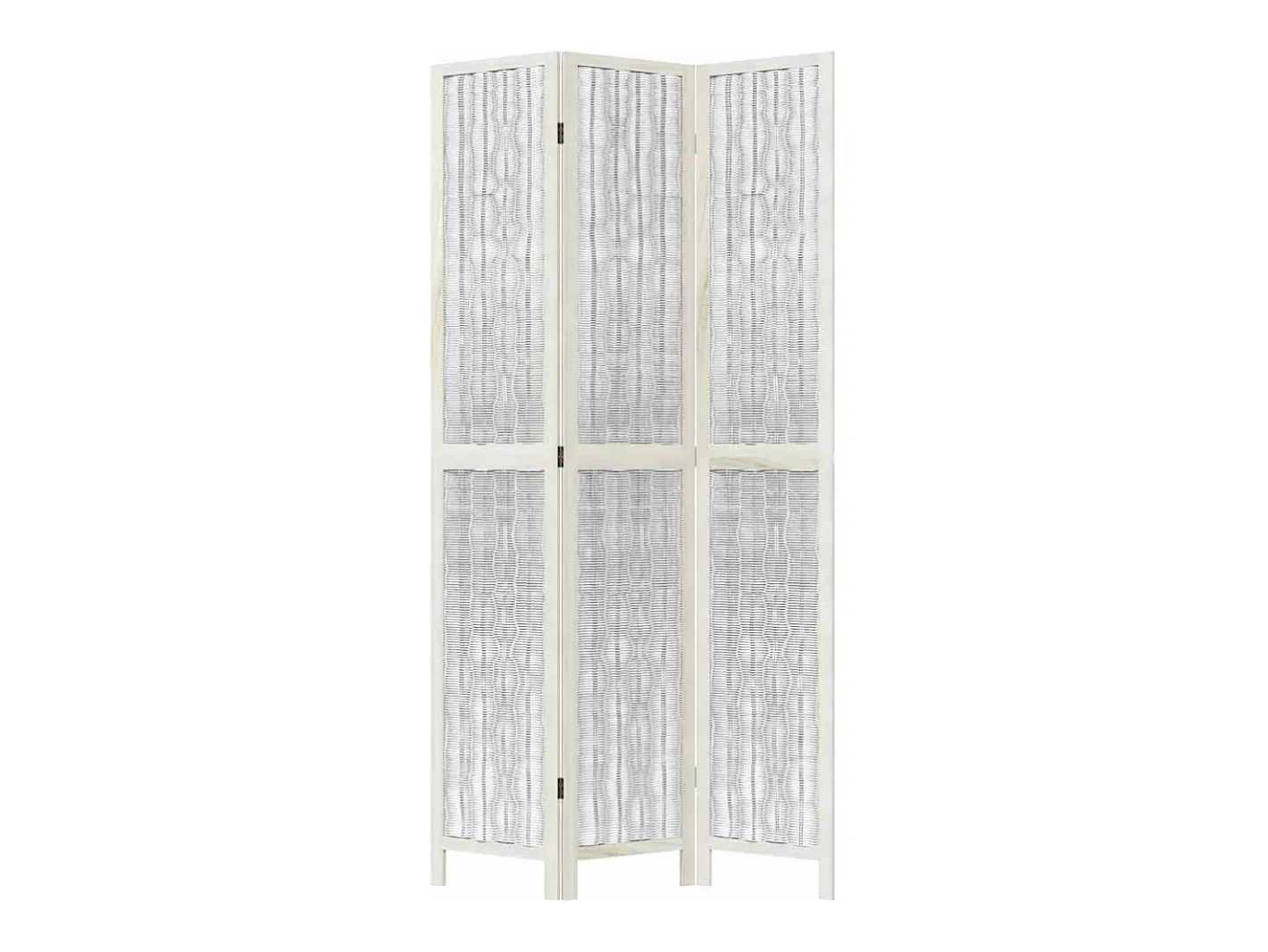Discount Tabique divisorio de 3 paneles en madera maciza de paulownia blanca Blanco