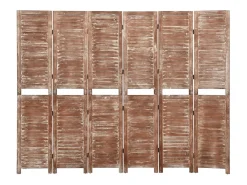 Biombo-Tabique divisorio de 6 paneles Marrón 210x165 cm Paulownia Marru00f3n