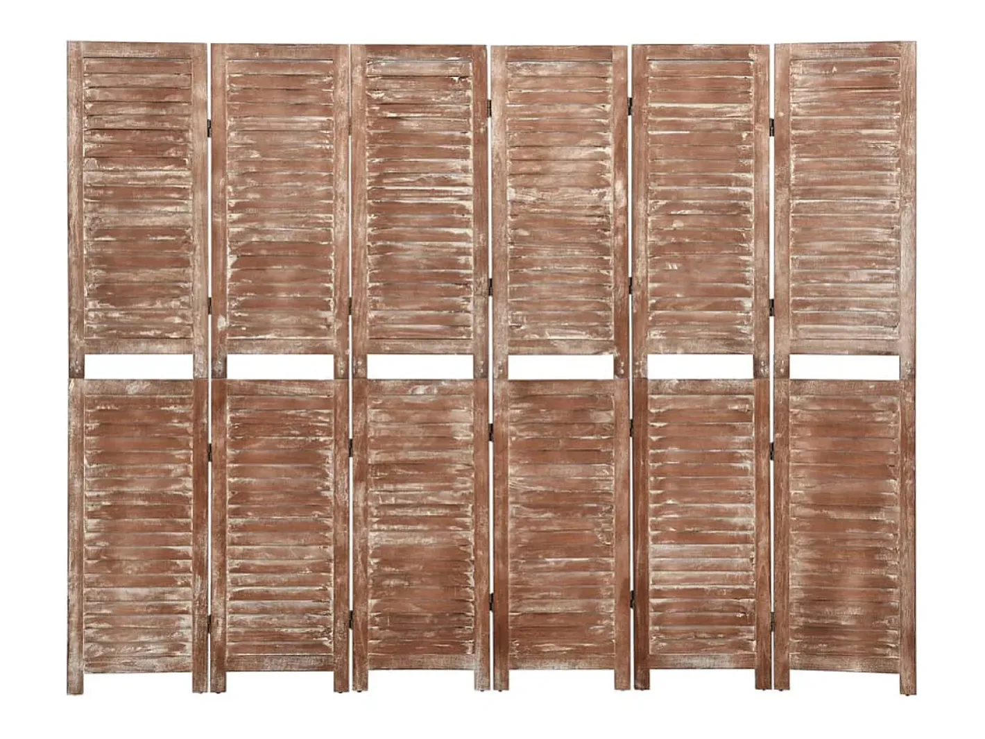 Biombo-Tabique divisorio de 6 paneles Marrón 210x165 cm Paulownia Marru00f3n