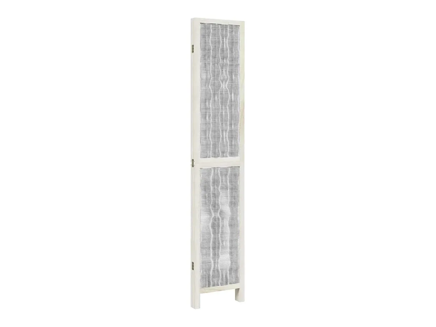 Biombo-Tabique divisorio de 4 paneles en madera maciza de paulownia blanca Blanco
